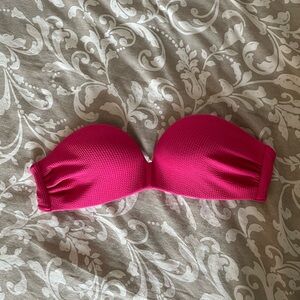Strapless Pushup Bandeau Bikini Top - Hot Pink
